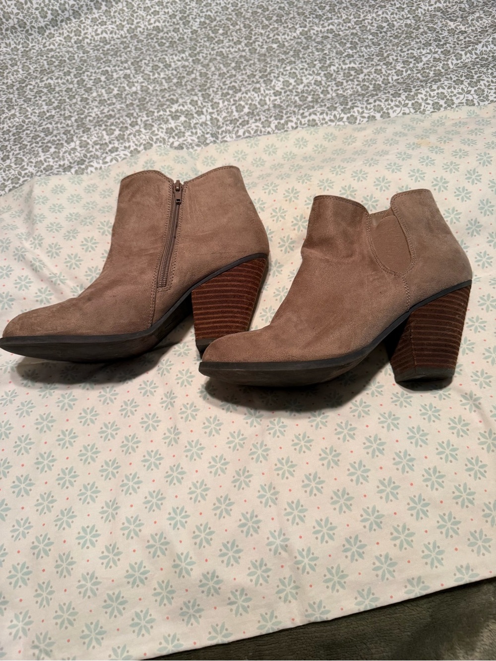 Mix No. 6 Taupe Suede Stacked Heel Ankle Booties